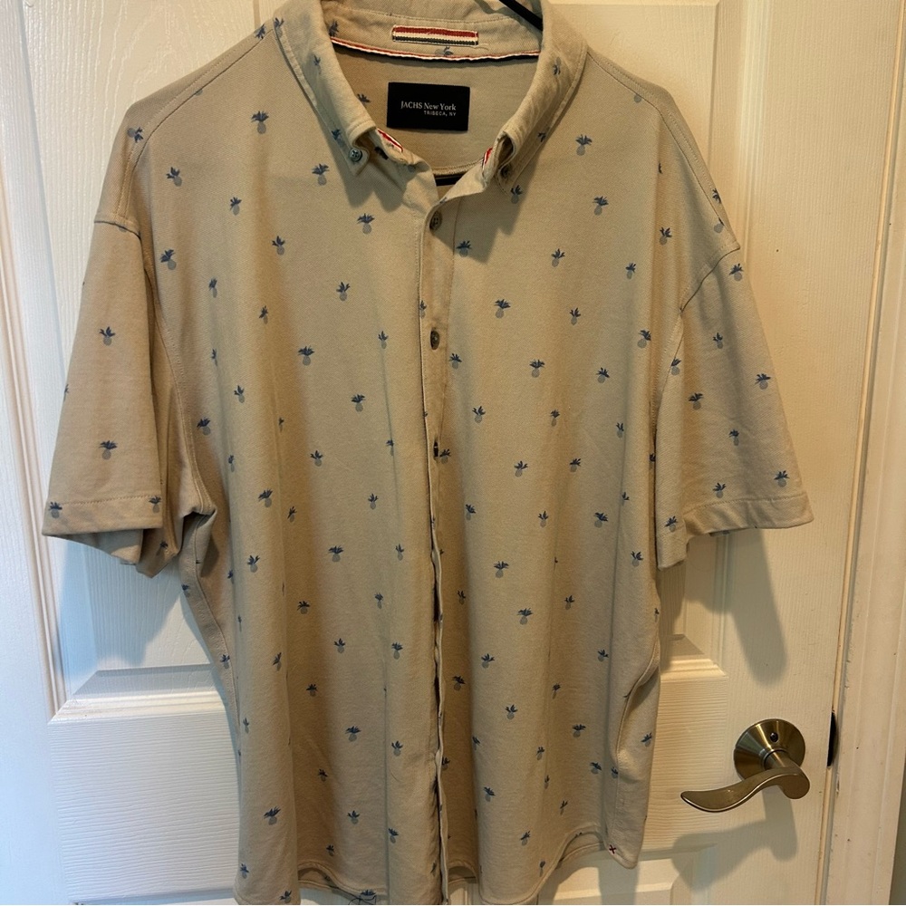 JACHS New York Grey Pineapple Print Men's Polo